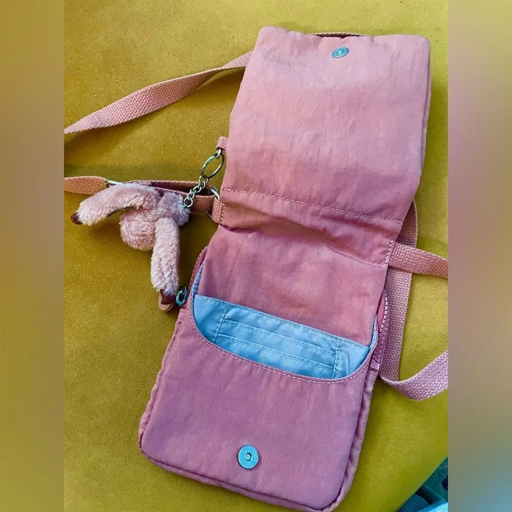 Kipling Eldorado Mini Crossbody Bag w/Monkey Keychain Dusty Rose
